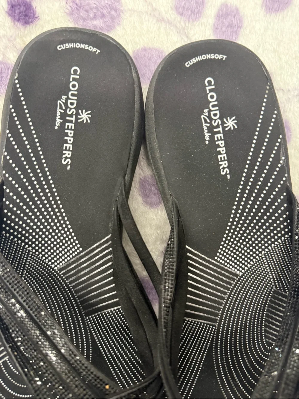 Cloudsteppers by Clarks Black Beaded Thong Sandals - Women's